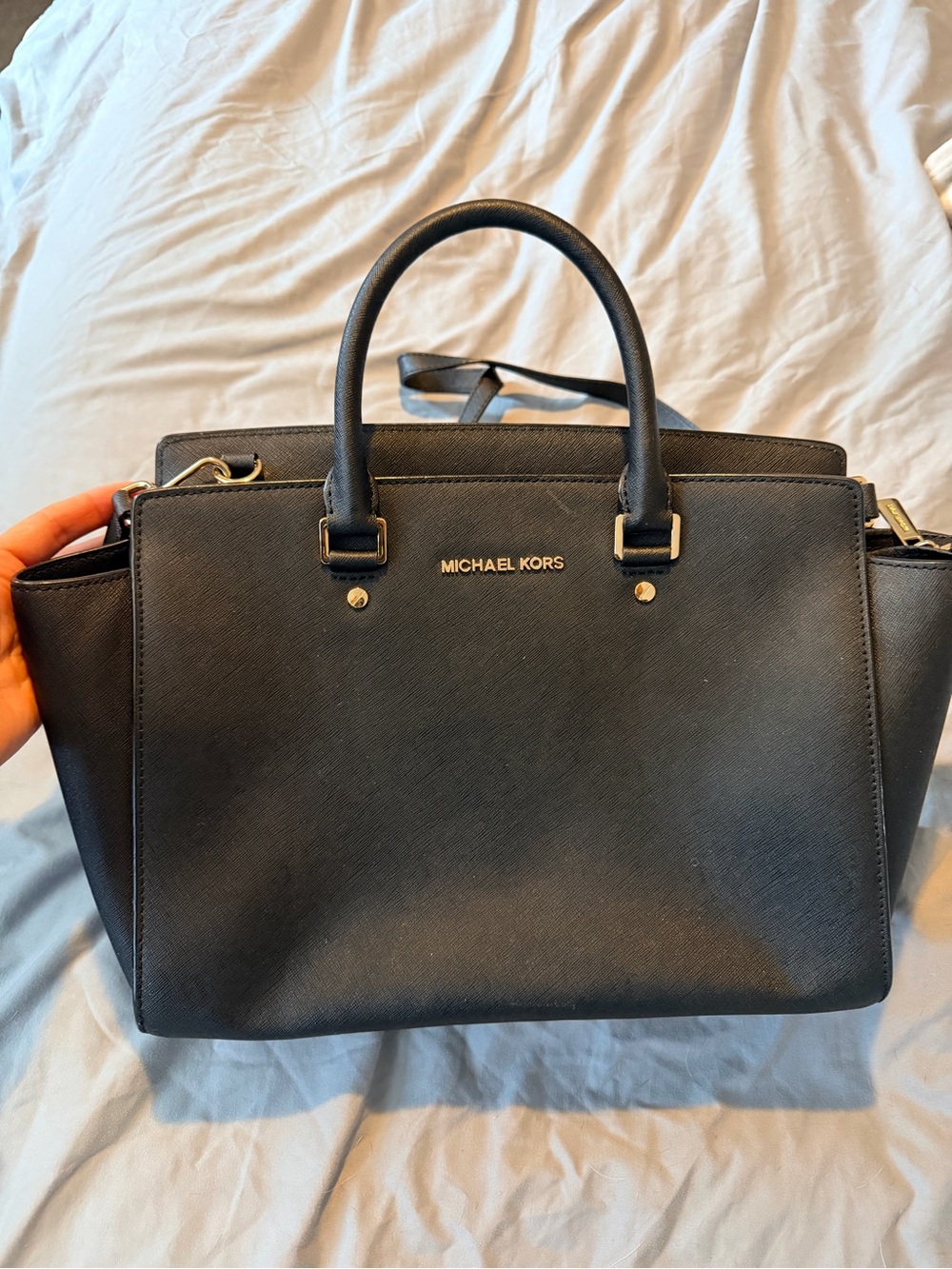 Michael Kors Black Saffiano Leather Tote with Gold Hardware - Picture 1 of 10